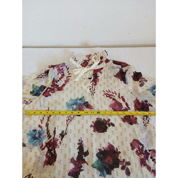 Soft Surroundings Floral Tunic Top Metallic Ruffles Tassels Boho Size Medium - Picture 11 of 16